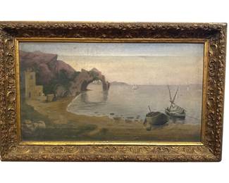 19th C Oil Painting Ocean 