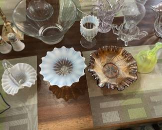 Milk Glass, Carnival Glass & Vaseline Glass