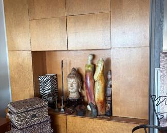 Timeless wall unit with faux Bird's-eye maple veneer.