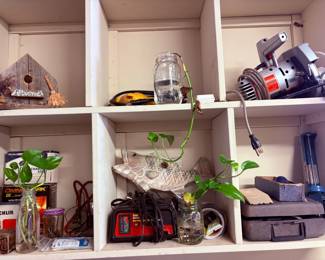 plants, saw, battery charger
