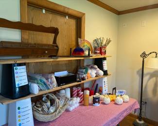 yarn, candles, knitting needles,