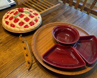 cherry pie plate, lazy Susan