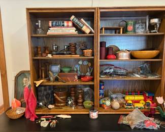 cookbooks, daisy churn (no jar), wood toys, decor, collectibles