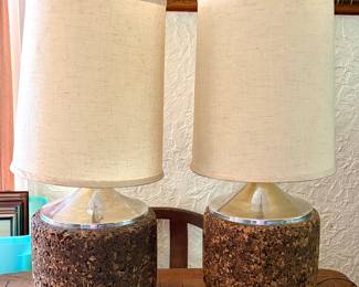 Vintage Chrome & Cork Table Lamps, c.1970’s