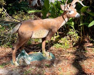 Vintage weathered buck lawn ornament
