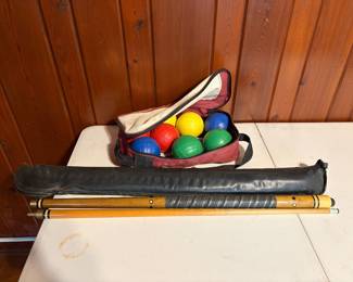 Vintage Bocce and Pool Cue