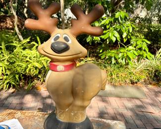 This vintage General Foam plastics blow mold Christmas reindeer decoration