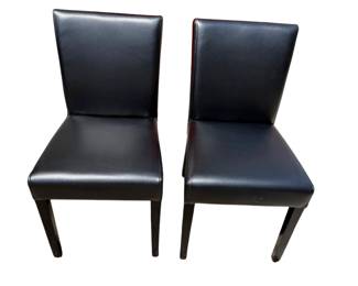 017 Lowe Onyx Leather Dining Chair with Ebony Wood Legs