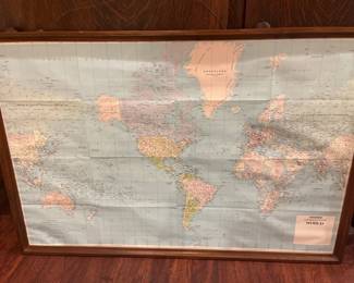 042 Hammond Superior World Map Framed Cold War Era USSR Edition