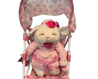 141 Lamb Chop Plush Stuffed Animal in Toy Baby Stroller Set