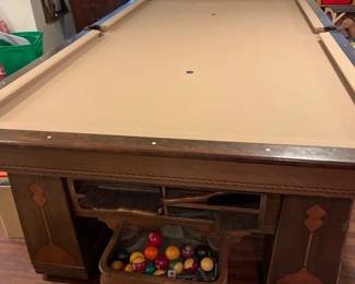 001 Antique Brunswick Billiard Pool Table with Ball Return