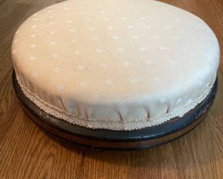 185 Antique Round Upholstered Footstool Ottoman