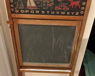 004 Vintage Childrens Chalkboard Easel with ABC Panel