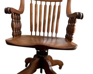 152 Antique Oak Swivel Bankers Chair
