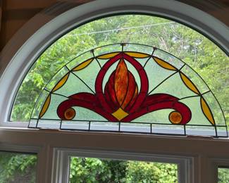 101 Art Nouveau Stained Glass Transom Window Panel Lotus Flower