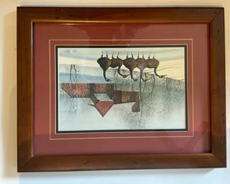 159 Framed Surrealist Art Print  Inverted Landscape with Birds