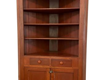 169 Antique Pine Corner Cabinet with Open Shelves