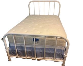 075 White Metal Twin Bed Frame with Serta Mattress