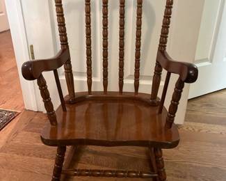 098 Childrens Vintage SpindleBack Wooden Rocking Chair