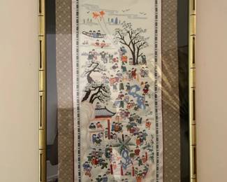 110 Chinese Silk Embroidery Panel  Hundred Children Scene