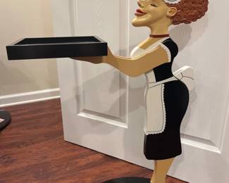 045 Retro Waitress Butler Statue with Serving Tray