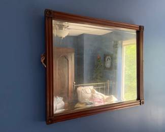 066 Antique Mahogany Framed Wall Mirror with Foxed Glass