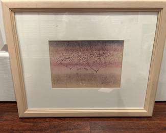 013 Framed Watercolor Cherry Blossom Park Scene