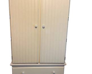 073 White Beadboard Armoire with Drawers
