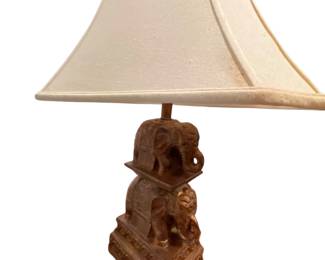 179 Carved Elephant Stacked Figure Table Lamp