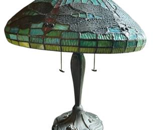 099 TiffanyStyle Dragonfly Stained Glass Table Lamp