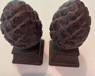 132 Cast Iron Pine Cone Bookends Pair