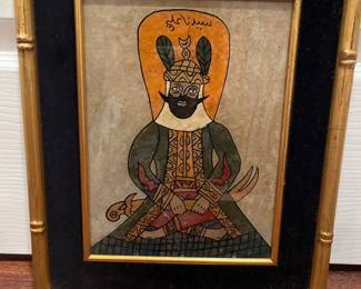 017 Antique Islamic Miniature Painting Sayyidna Ali Framed