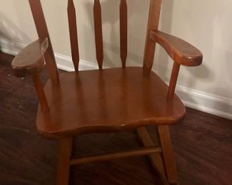 031 Vintage Childs Wooden Armchair with Painted Decor