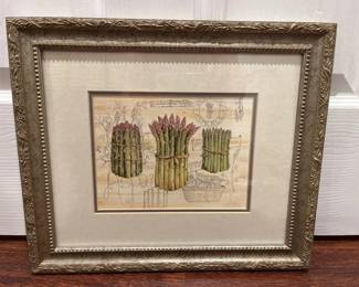 003 Framed Asparagus Botanical Print  French Market Style