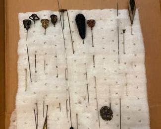 096 Antique Hatpin Collection with Decorative Tops