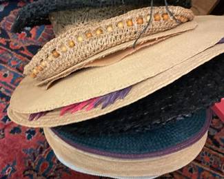 094 Mixed Lot of Womens hat boxes and Summer Boho Hats 78 Hats