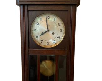 188 Antique German Mauthe Wall Regulator Clock with Pendulum
