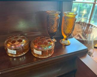 Vtg Glass Flower Frogs 