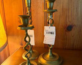 (A) Brass Swirl Candlestick, (B) Brass Swirl Candlestick