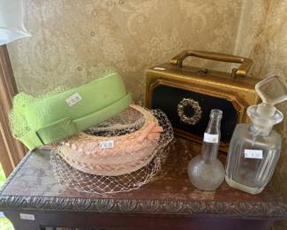 Women's Vintage Hats, Vintage Perfume Bottles 