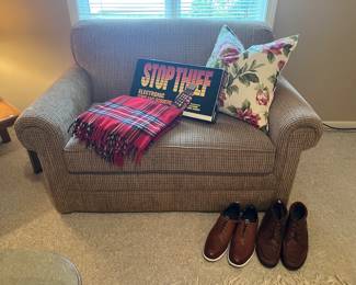 Men's Shoes, Loveseat, Throw Blanket, Decorative Pillow