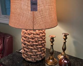 (A) Pottery Barn Lamp, Candlestick Holders