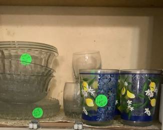 Glass bowls and plates.