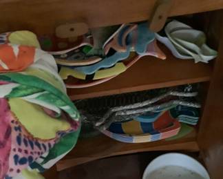 Lots of ceramic fish snack trays.