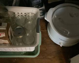 Canning jars and one of the crock pots.