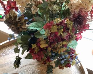 Flower arrangement on table.
