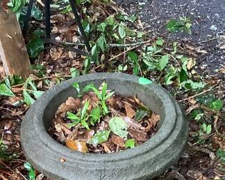Cement flower pot.