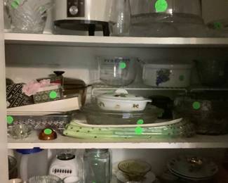 Glass cake plate, another crock pot.