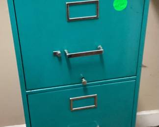 Turquoise 4 drawer filing cabinet. Price: $65.00