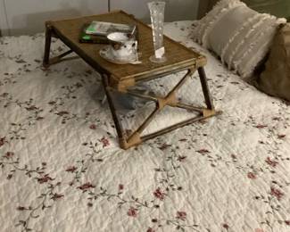 Bed tray on Queen ski bed.